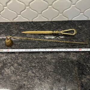 Vintage Brass letter opener stamped England and brass twisted-handle snuffer